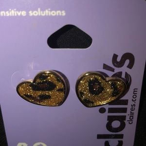 Cheetah print heart earrings